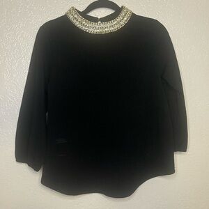 Black Blouse with Gold Collar